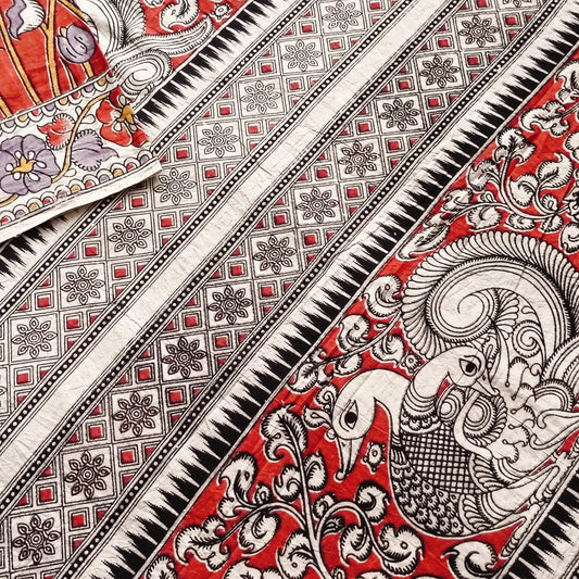 रूपविलासिनी - Handmade Kalamkari Mul Cotton Sarees - Saree | Tags: Kalamkari Mul Cotton