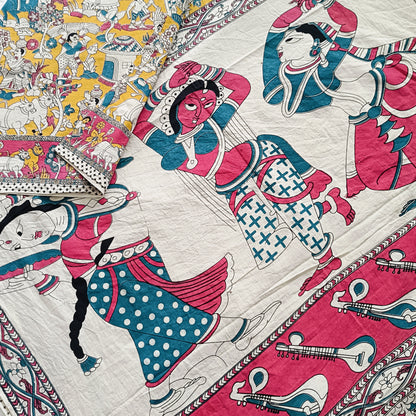नर्तनविलासिनी - Handmade Kalamkari Mul Cotton Sarees - Saree | Tags: Kalamkari Mul Cotton