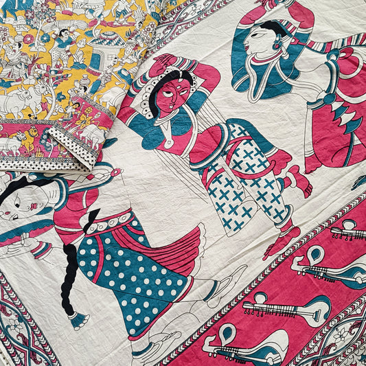 नर्तनविलासिनी - Handmade Kalamkari Mul Cotton Sarees - Saree | Tags: Kalamkari Mul Cotton