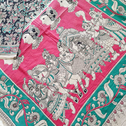 शुभसंयोग - Handmade Kalamkari Mul Cotton Sarees - Saree | Tags: Kalamkari Mul Cotton
