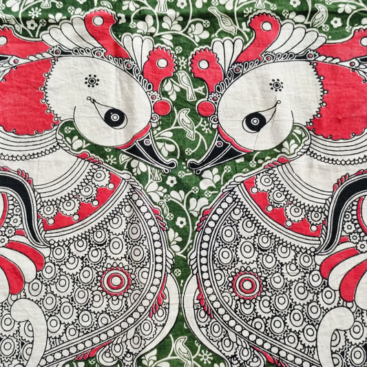 मेघमृदंग नर्तक - Handmade Kalamkari Mul Cotton Sarees - Saree | Tags: Kalamkari Mul Cotton
