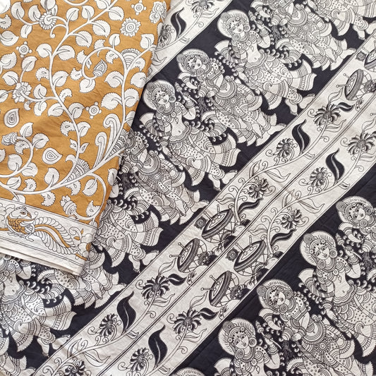 प्रेमवल्लरी राधा - Handmade Kalamkari Mul Cotton Sarees - Saree | Tags: Kalamkari Mul Cotton