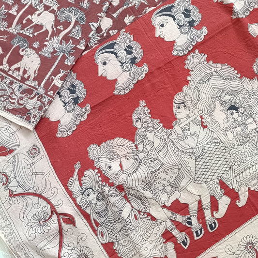 पवित्र परिणय - Handmade Kalamkari Mul Cotton Sarees - Saree | Tags: Kalamkari Mul Cotton
