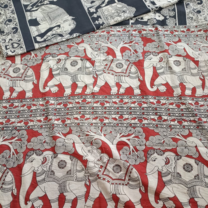 गजराजा - Handmade Kalamkari Mul Cotton Sarees - Saree | Tags: Kalamkari Mul Cotton