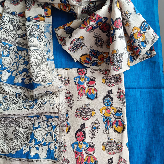 दमयंती - Kalamkari Pure Cotton Apparel - Unstitched Apparel | Tags: Kalamkari Cotton Apparel