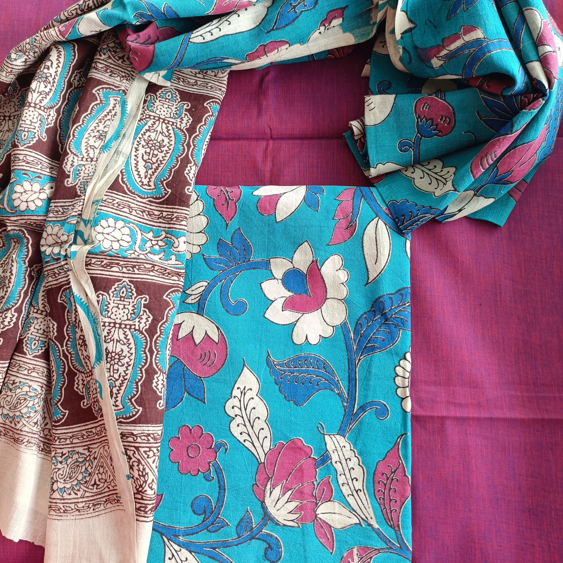 अनसूया - Kalamkari Pure Cotton Apparel - Unstitched Apparel | Tags: Kalamkari Cotton Apparel