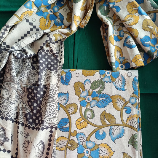 इला - Kalamkari Pure Cotton Apparel - Unstitched Apparel | Tags: Kalamkari Cotton Apparel