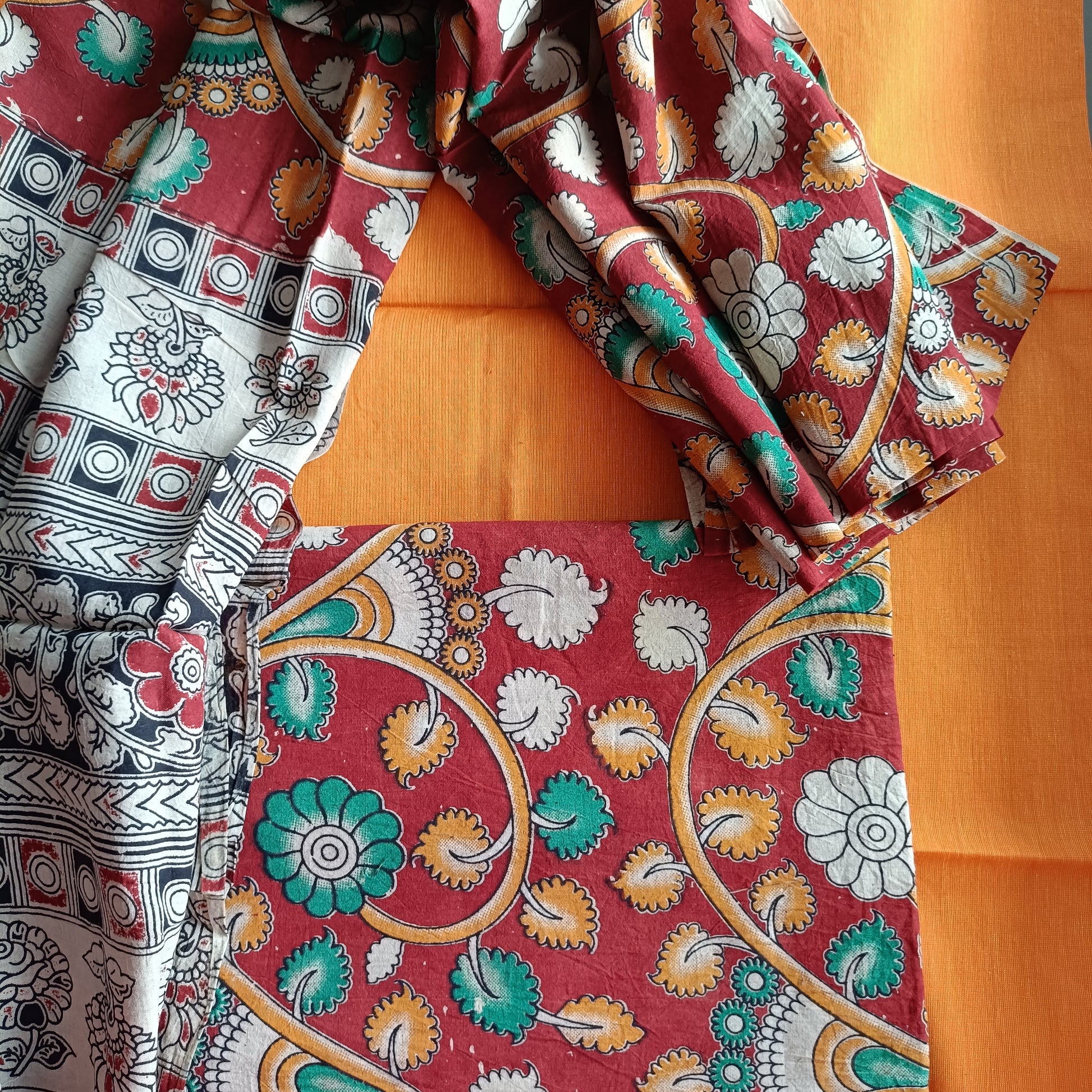 श्री - Kalamkari Pure Cotton Apparel - Unstitched Apparel | Tags: Kalamkari Cotton Apparel