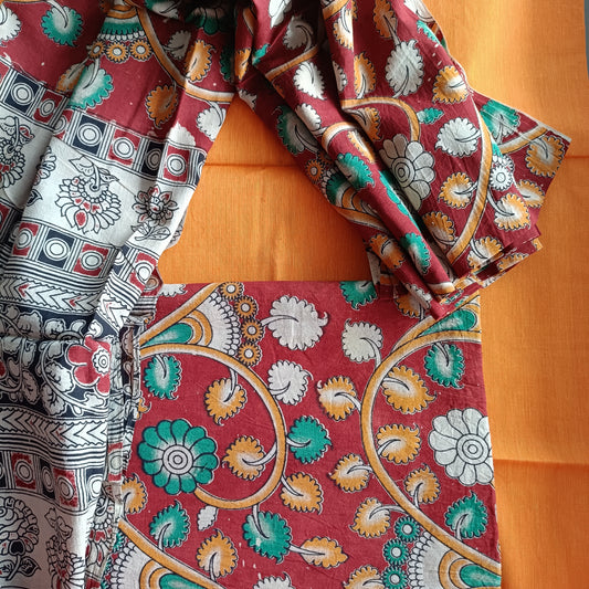 श्री - Kalamkari Pure Cotton Apparel - Unstitched Apparel | Tags: Kalamkari Cotton Apparel
