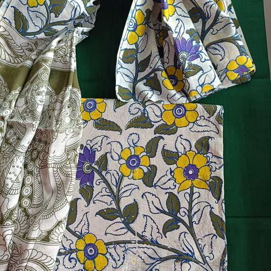 गायत्री - Kalamkari Pure Cotton Apparel - Unstitched Apparel | Tags: Kalamkari Cotton Apparel