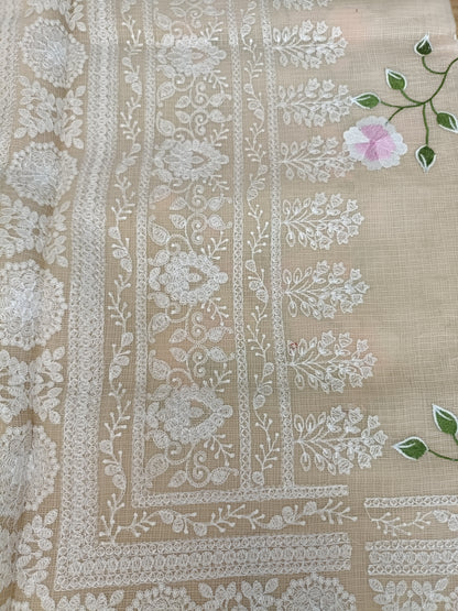 वसंती - Floral Garden Embroidery Kota Doria Saree