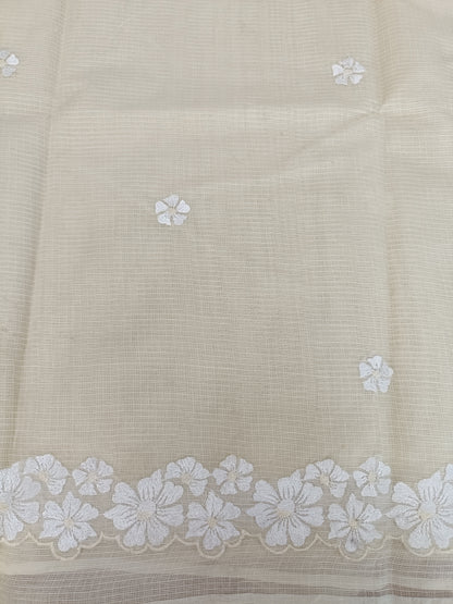 कुसुमिता - Pure Cotton Saree with Self thread Embroidery & Cutwork