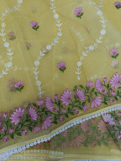 मधुपर्णा - Pure Cotton Kota Doria Saree - Sunshine in six yards