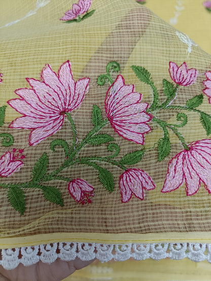 मधुपर्णा - Pure Cotton Kota Doria Saree - Sunshine in six yards