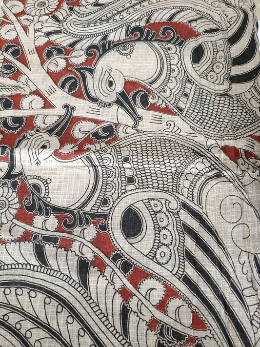 कलामिनी - Pure Kota Handloom Cotton Handcrafted Kalamkari Saree