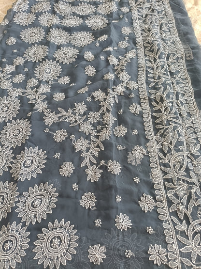 वर्षा - Soft Georgette Chikankari Saree