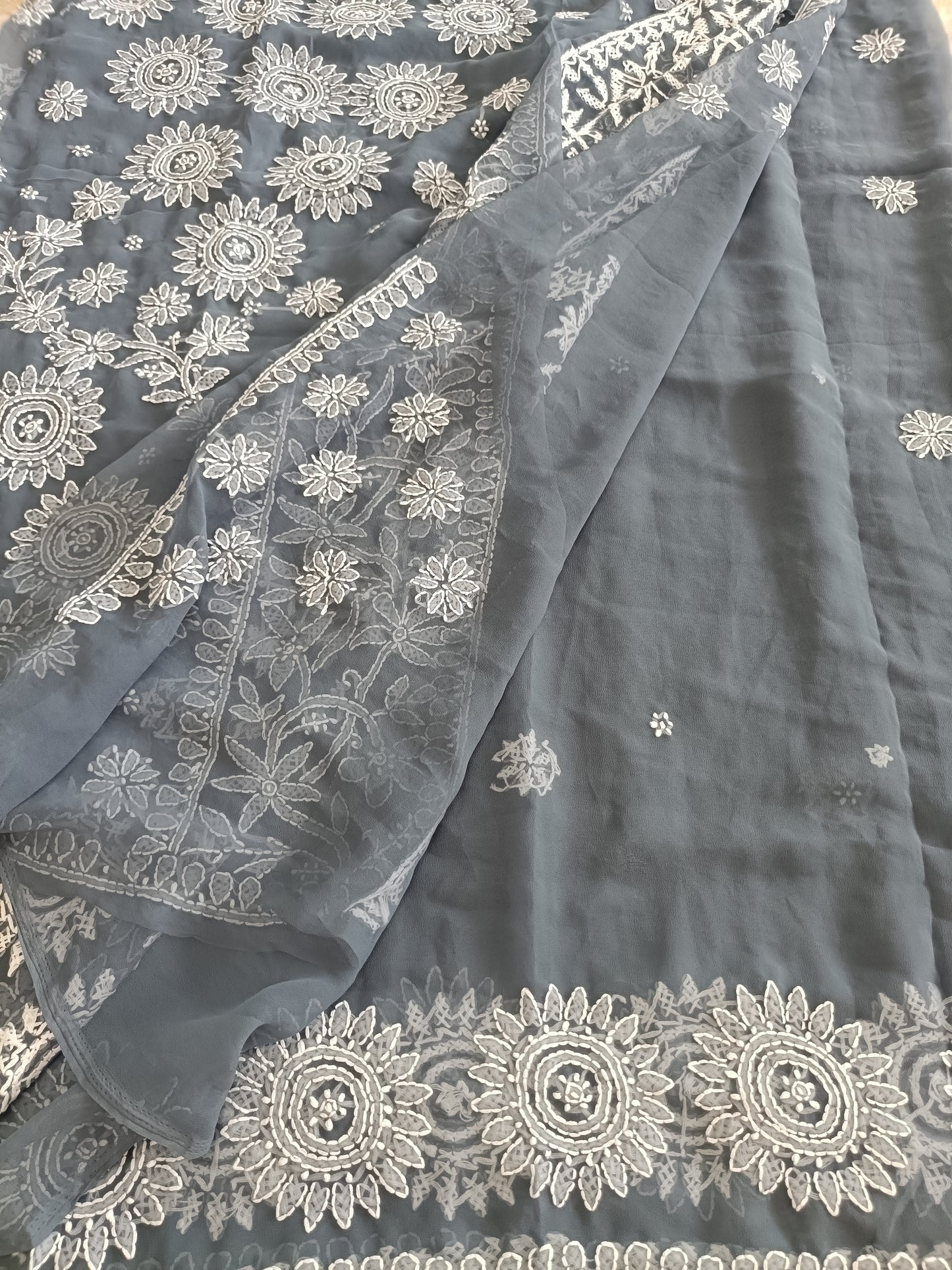 वर्षा - Soft Georgette Chikankari Saree