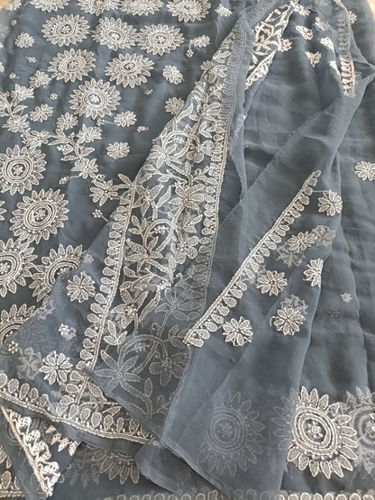 वर्षा - Soft Georgette Chikankari Saree