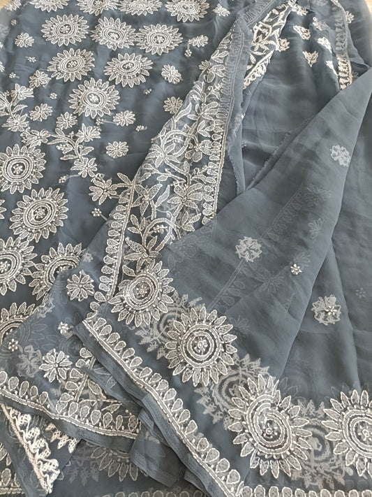 वर्षा - Soft Georgette Chikankari Saree