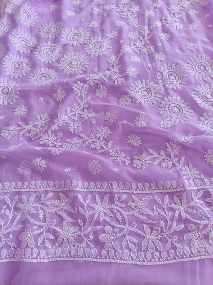 हेमलता - Soft Georgette Chikankari Saree