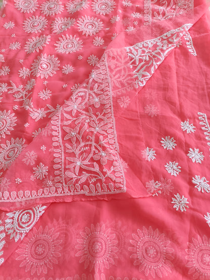 संध्या - Soft Georgette Chikankari Saree