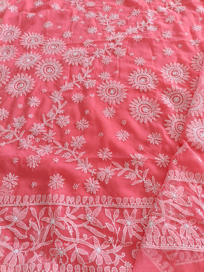 संध्या - Soft Georgette Chikankari Saree