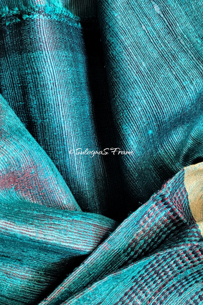 Handwoven Bhagalpur Ghitcha Tussar Silk Saree