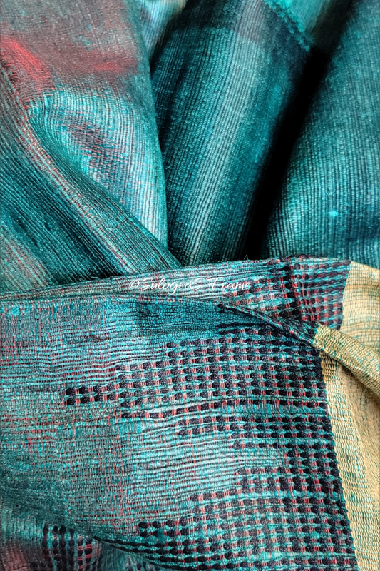 Handwoven Bhagalpur Ghitcha Tussar Silk Saree