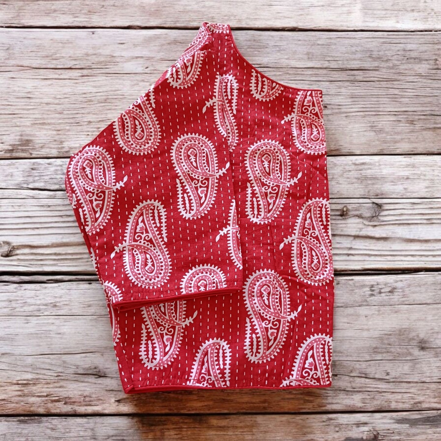 सुरांगी - Stitched Cotton Bagru Printed Blouse - Stitched Blouse | Tags: Bagru Glass Sleeves