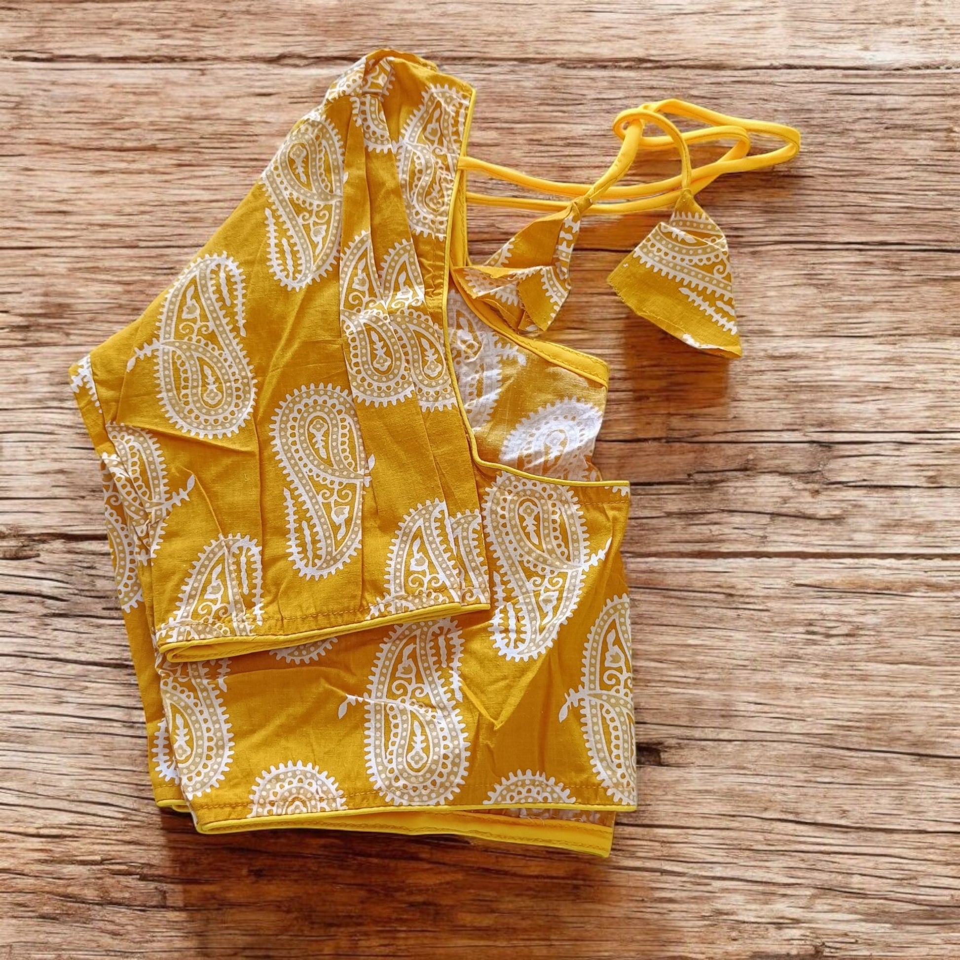 धूपिका - Stitched Cotton Bagru Printed Blouse - Stitched Blouse | Tags: Bagru Glass Sleeves