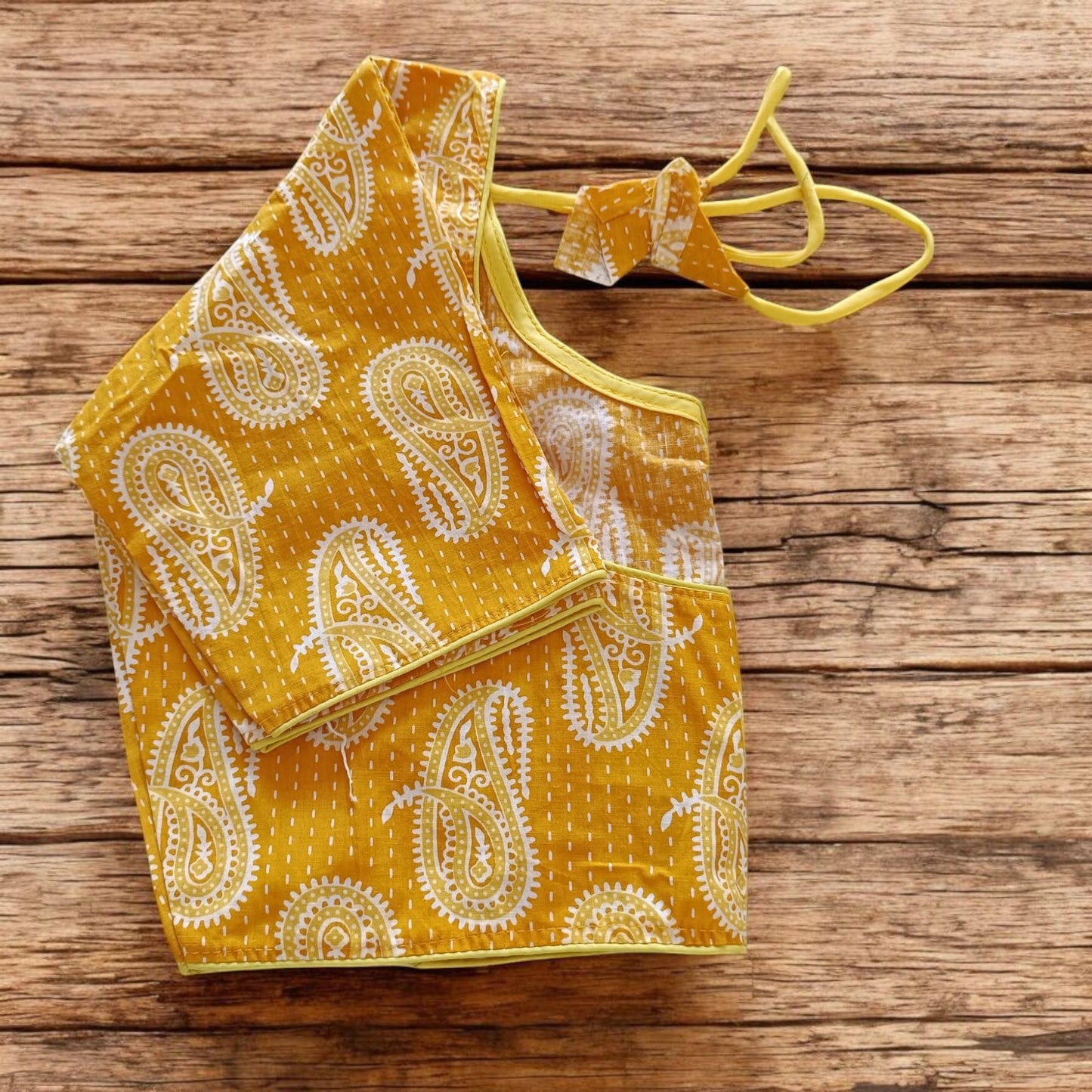 गीतप्रभा - Stitched Cotton Bagru Printed Blouse - Stitched Blouse | Tags: Bagru Glass Sleeves