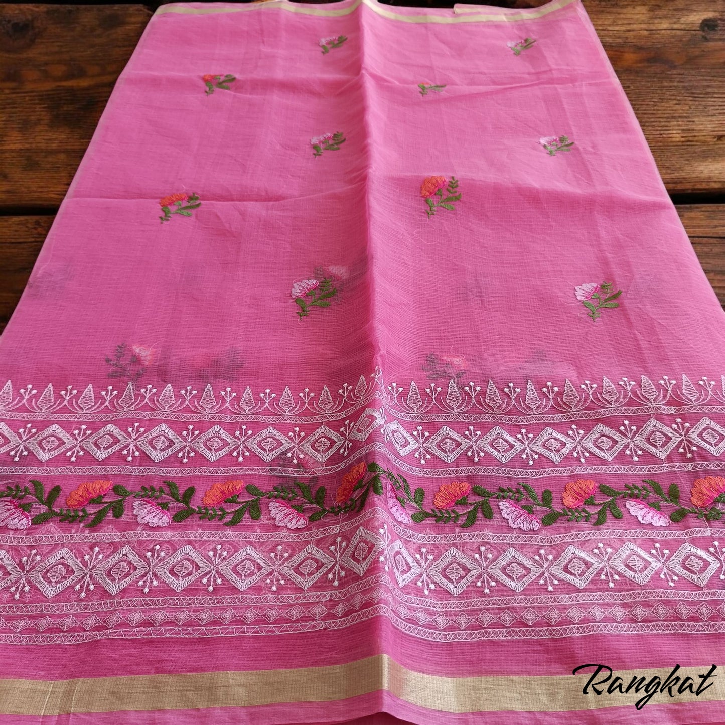 Kota Doria Embroidery Saree