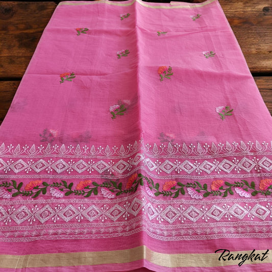 Kota Doria Embroidery Saree