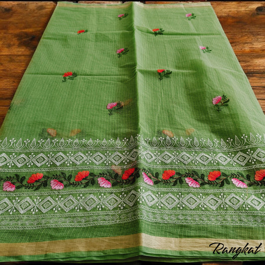 Kota Doria Embroidery Saree