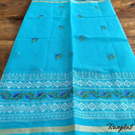 Kota Doria Embroidery Saree