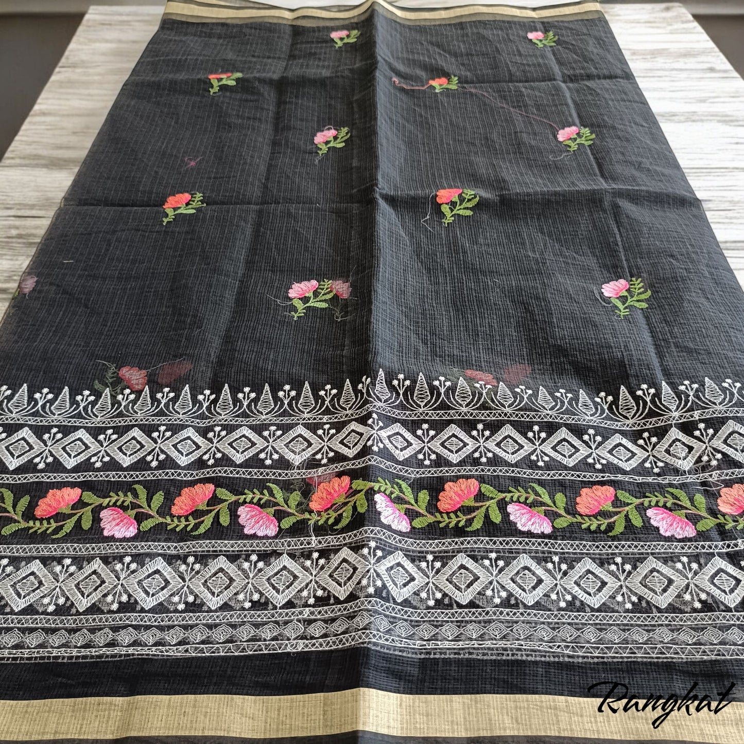 Kota Doria Embroidery Saree