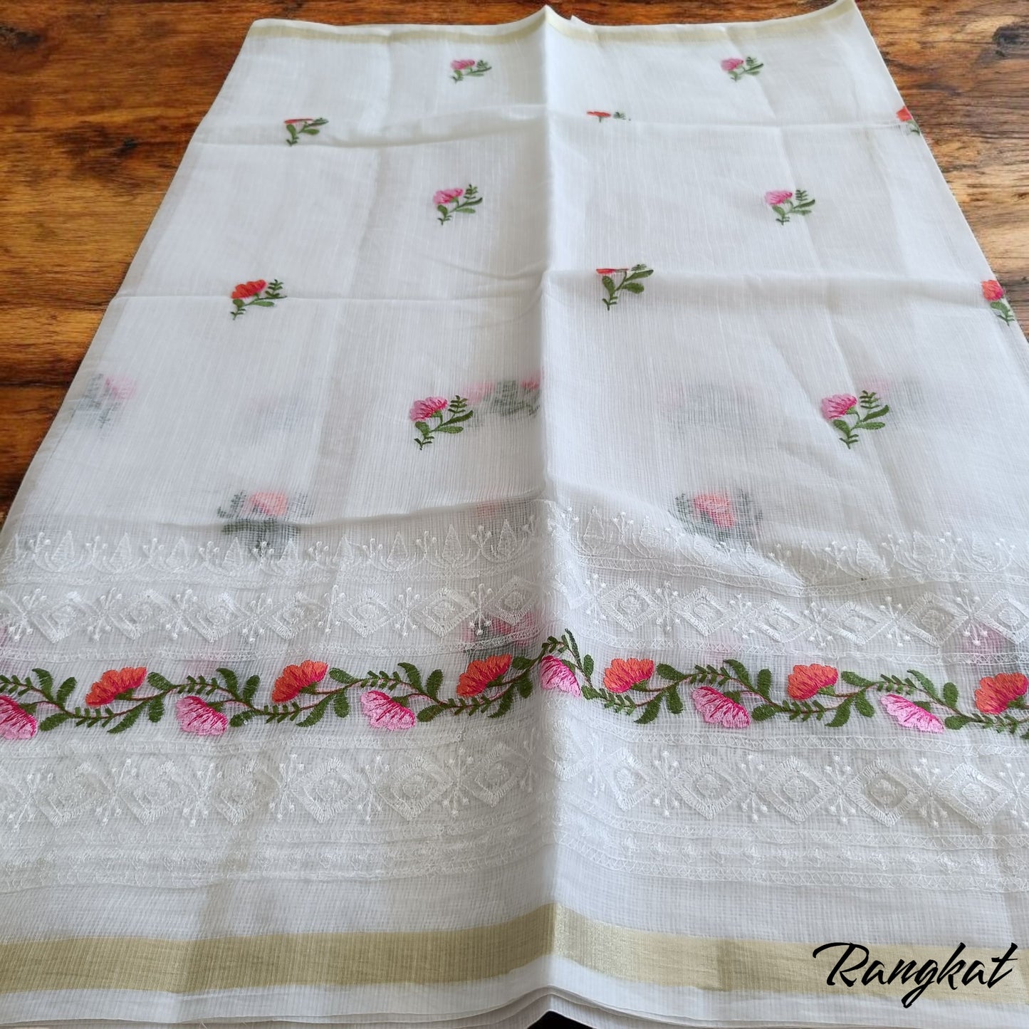 Kota Doria Embroidery Saree