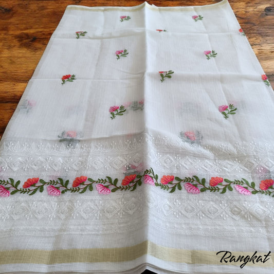 Kota Doria Embroidery Saree