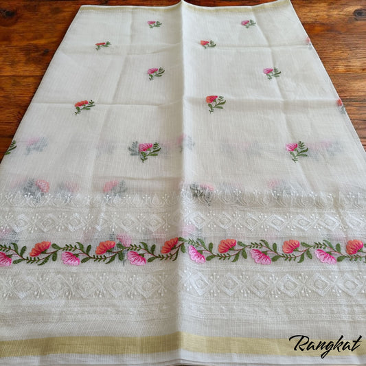 Kota Doria Embroidery Saree
