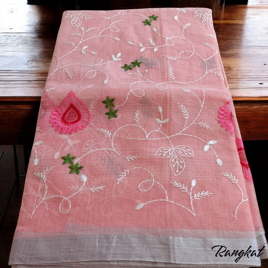 Kota Doria Embroidery Saree