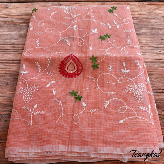 Kota Doria Embroidery Saree
