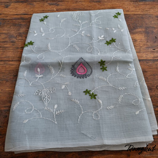 Kota Doria Embroidery Saree