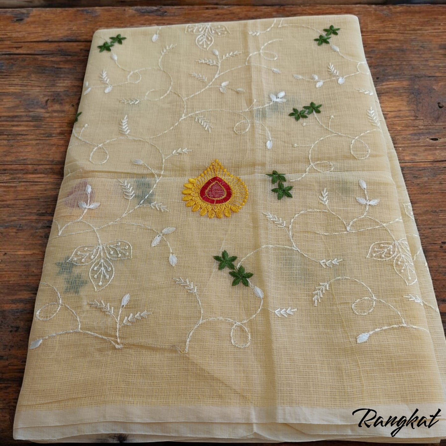 Kota Doria Embroidery Saree