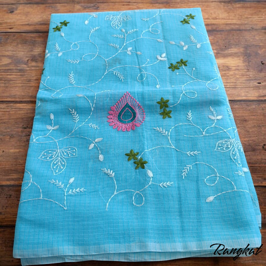Kota Doria Embroidery Saree