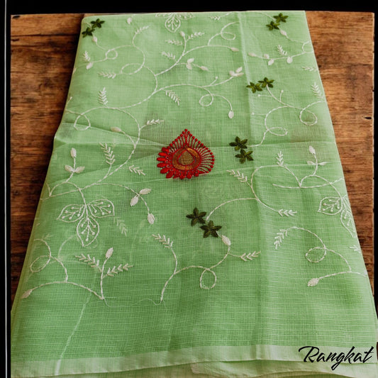 Kota Doria Embroidery Saree