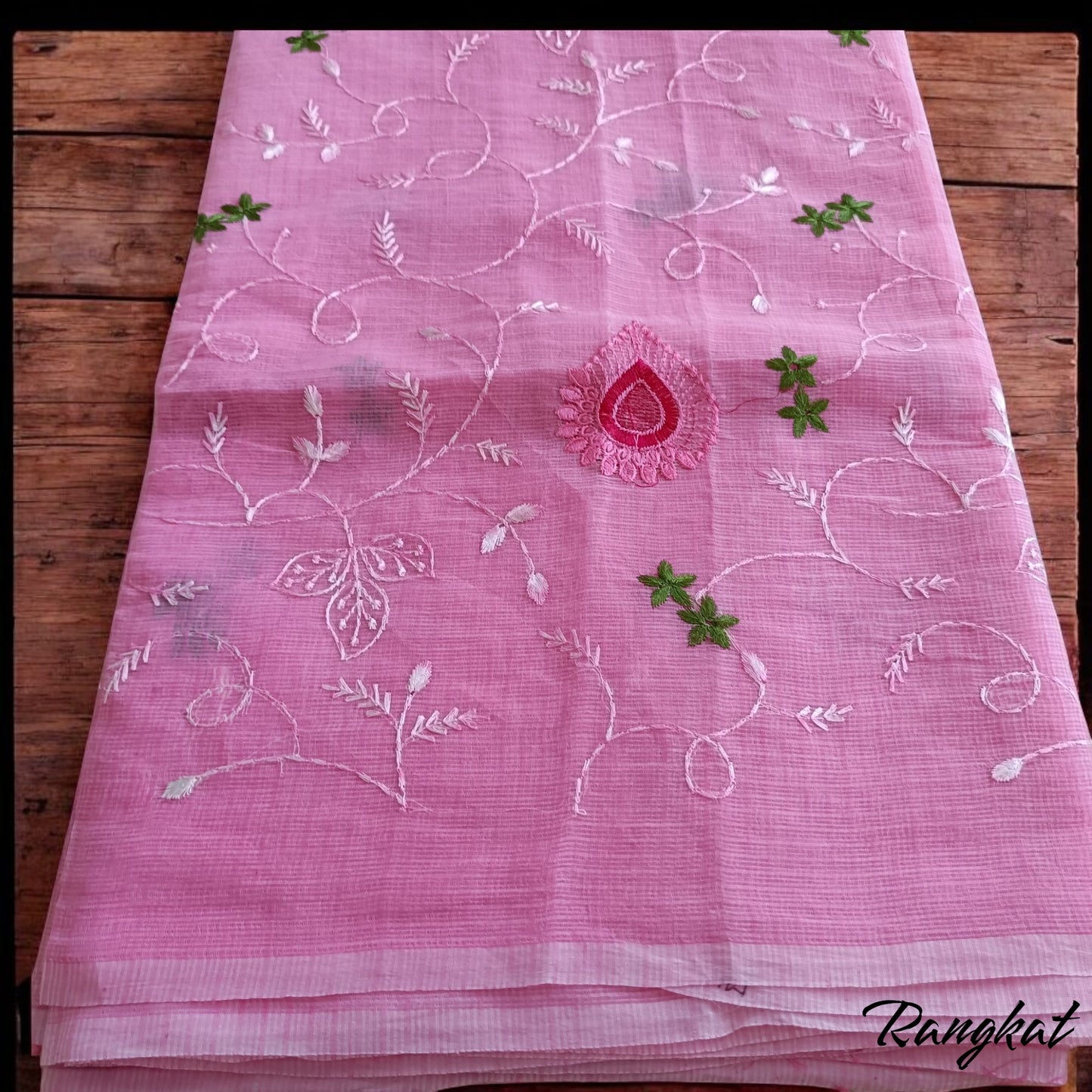 Kota Doria Embroidery Saree
