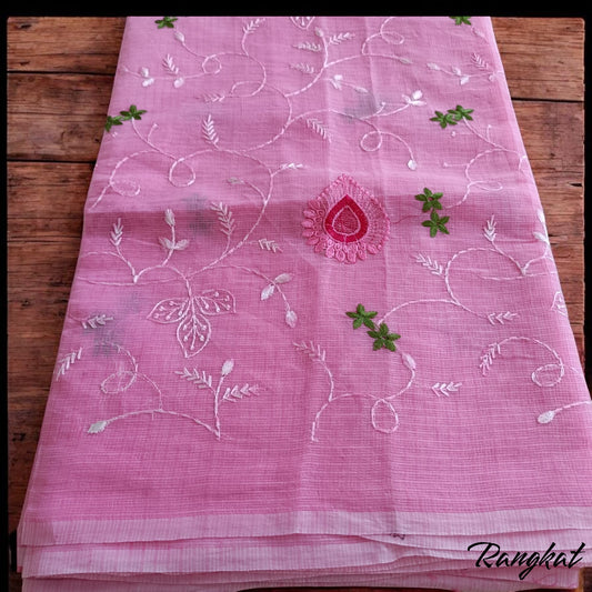Kota Doria Embroidery Saree