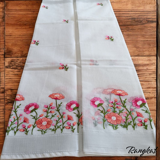 Kota Doria Embroidery Saree