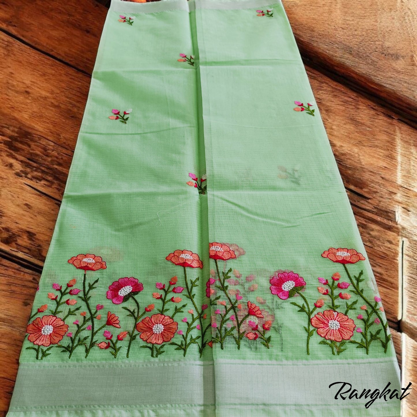 धरणीतनु हरा - Kota Doria Embroidery Saree - Saree | Tags: Kota Doria Embroidery
