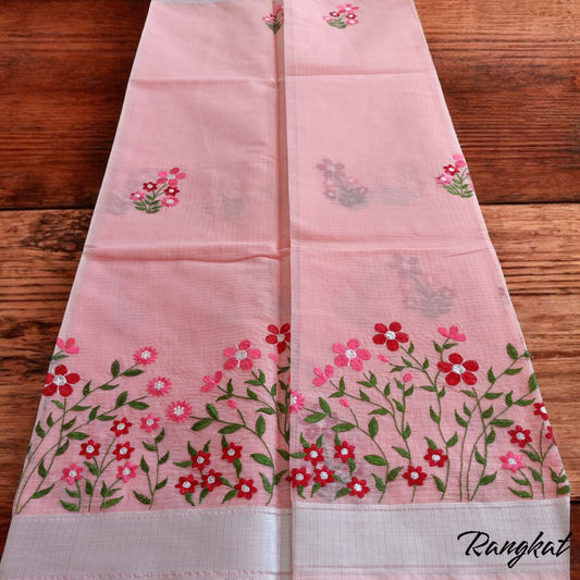 Kota Doria Embroidery Saree